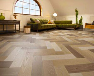 Classic 600x120mm Herringbone Parquet Flooring Solid Natural Oak Sample Cut H12N 